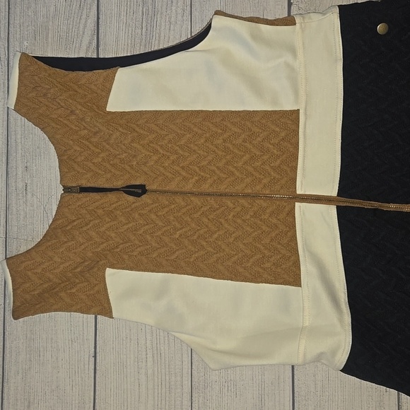 Maeve Colorblock Knit Sweater Dress Cream/Tan/Blue Size 14 - Picture 10 of 14